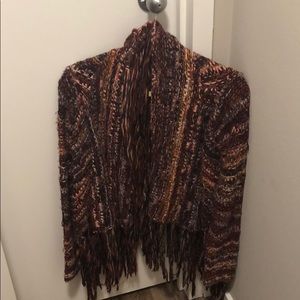 Free People Maroon/Multi Fringe Sweater